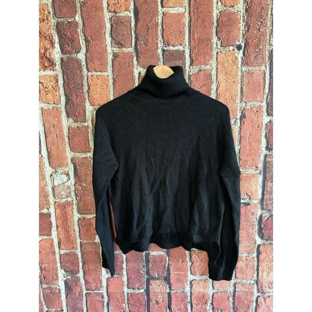 Zara Knit Womens Black Long Sleeve Pullover Turtleneck Sweatshirt Size Medium